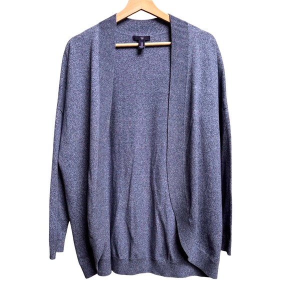 GAP Sweaters - Gap Women Blue Heathered 100% Cotton Cardigan M Open Front Preppy Academia Layer